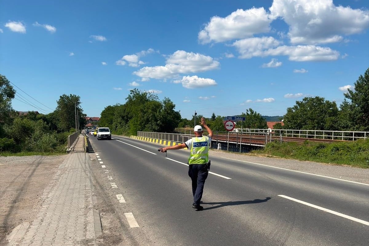 Acțiunea a implicat patru filtre rutiere. Foto: IPJ Sibiu