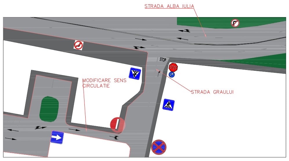 Modificările au fost implementate de azi. Sursa schiței: Primăria Sibiu