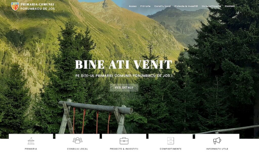 Prima pagină a site-ului Primăriei Porumbacu de Jos