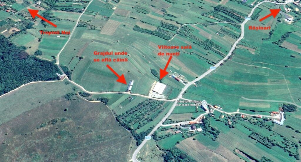Prin locul în care s-a petrecut incidentul trec foarte mulți bicicliști. Foto: simulare TS pe o imagine Google Earth