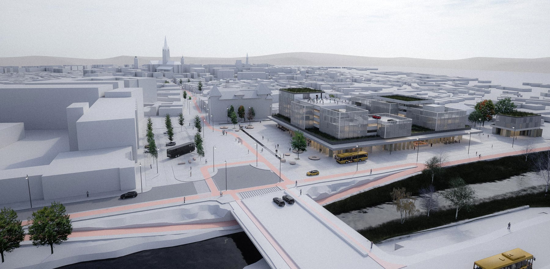 Simulare a ceea ce ar putea fi construit în locul actualei piețe agroalimentare Cibin. Foto: Primăria Sibiu