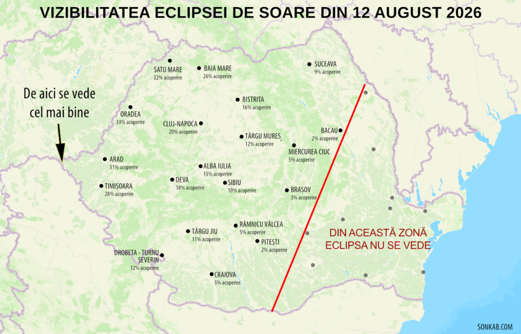 Hartă vizibilitate eclipsă. Sursa: https://astro-urseanu.ro