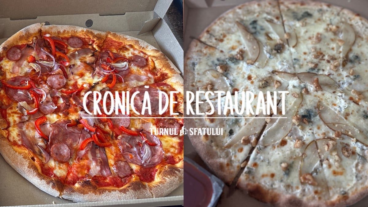Cum nu-mi surâdea ideea să stau singur la o masă într-un restaurant gol, am ales varianta comodă: două pizza la pachet. Foto: turnulsfatului.ro