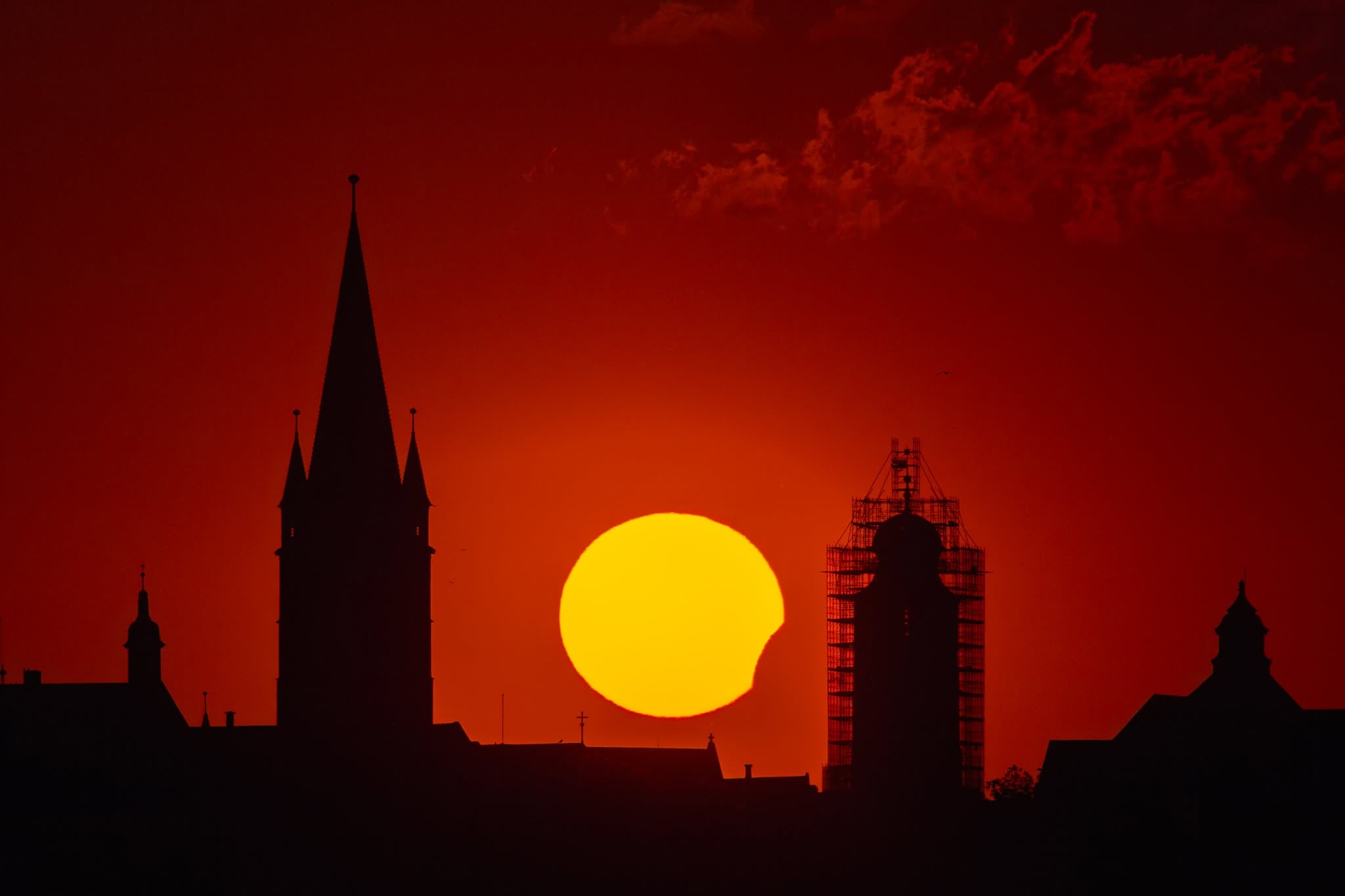 Eclipsa de soare de la Sibiu, 12 august 2026. Fotografie realizată de Adrian Bugariu.