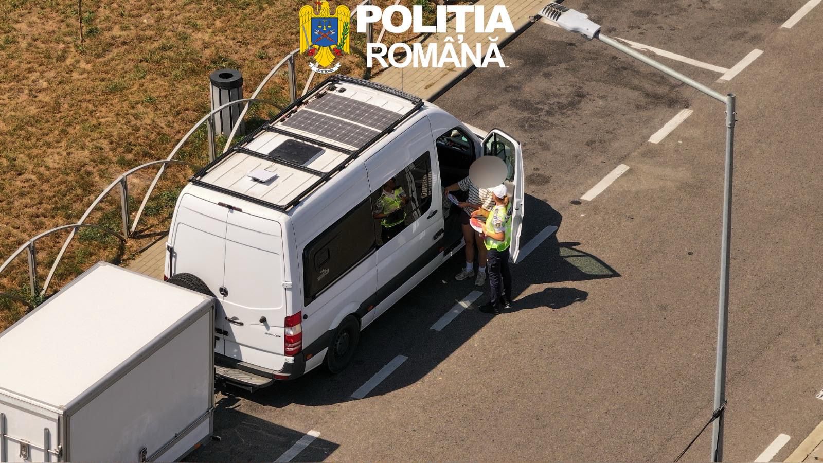 Mașină oprită în cadrul acțiunii de miercuri a poliției pe autostrada A1, în județul Sibiu. Foto: Inspectoratul de Poliție Județean Sibiu