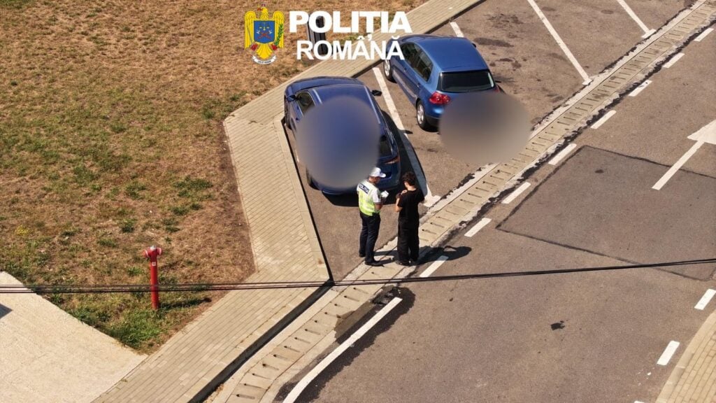 Mașină oprită în cadrul acțiunii de miercuri a poliției pe autostrada A1, în județul Sibiu. Foto: Inspectoratul de Poliție Județean Sibiu