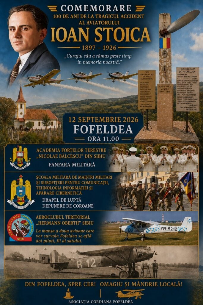 Afișul prezentând evenimentul care va avea loc sâmbătă pentru comemorarea lui Ioan Stoica. Foto: Dragoș Lăpădat / Asociația Cordiana