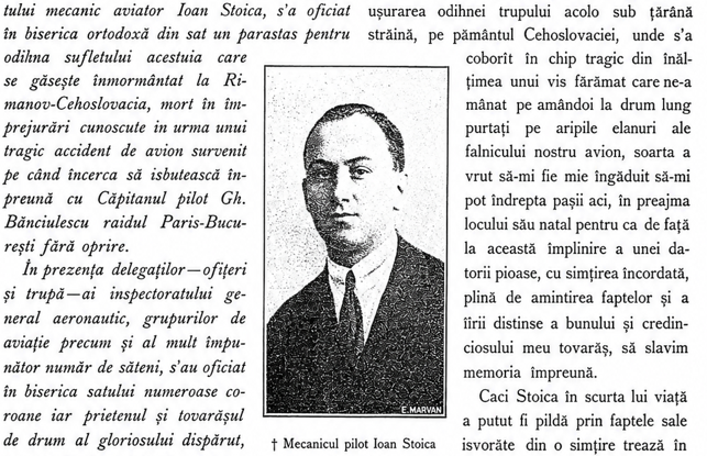Poza lui Ioan Stoica, într-un articol publicat de Revista Aeronautică. Foto: Revista Aeronautică