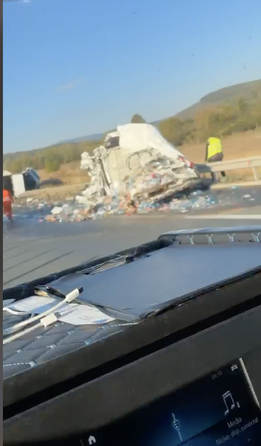 Polițiștii nu au stabilit încă de ce șoferul TIR-ului a pierdut controlul volanului. Foto: infotrafic.ro