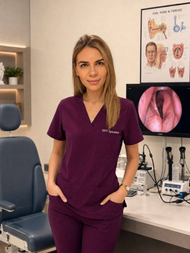 Dr. Liliana Ermacov, medic specialist, specialitatea ortorinolaringologie, Secția Clinică ORL din cadrul Spitalului Județean Sibiu. Sursa foto: Spitalul Județean Sibiu