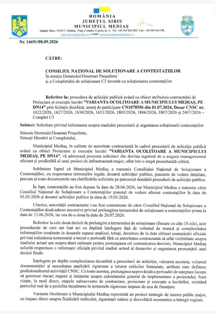 scrisoare primar medias centura