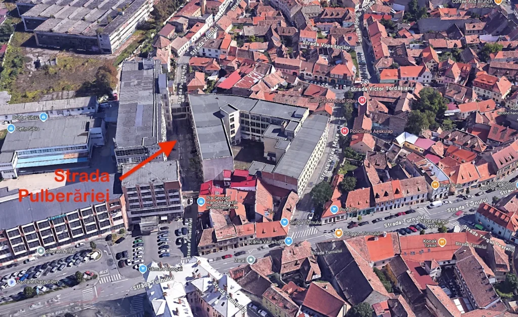 Strada Pulberăriei ar urma redeschisă circulației publice. Foto: captură Google Earth