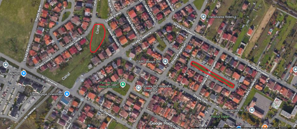 Zonele în care au avut loc acțiunile de plantare. Foto: maps.google.com