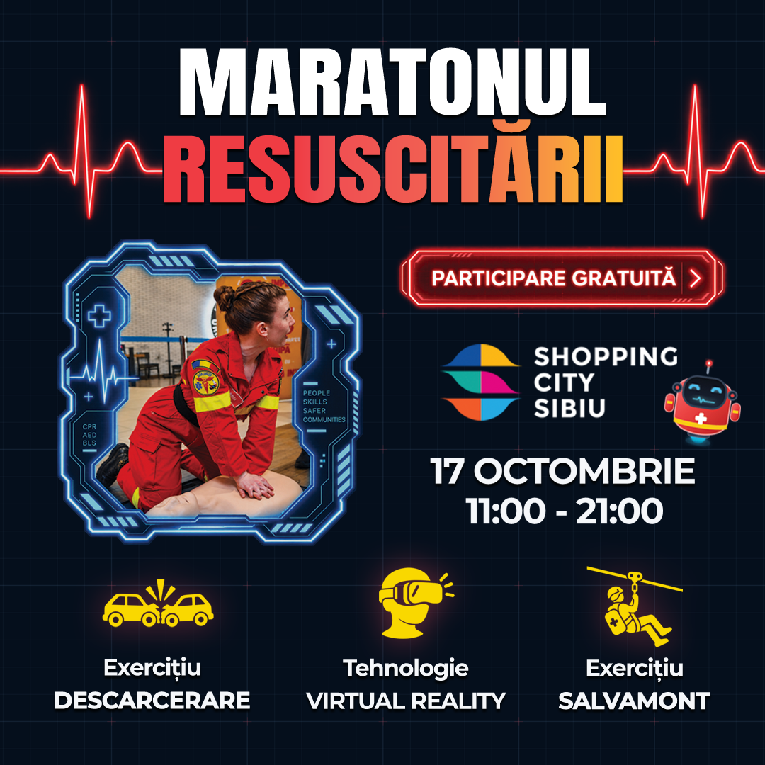 Maratonul Resuscitării invită sibienii sâmbătă, la Shopping City. Foto: ISU Sibiu