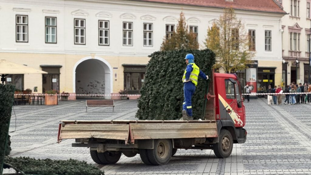Bradul va fi gata în următoarele zile, potrivit lucrătorilor. Foto: turnulsfatului.ro