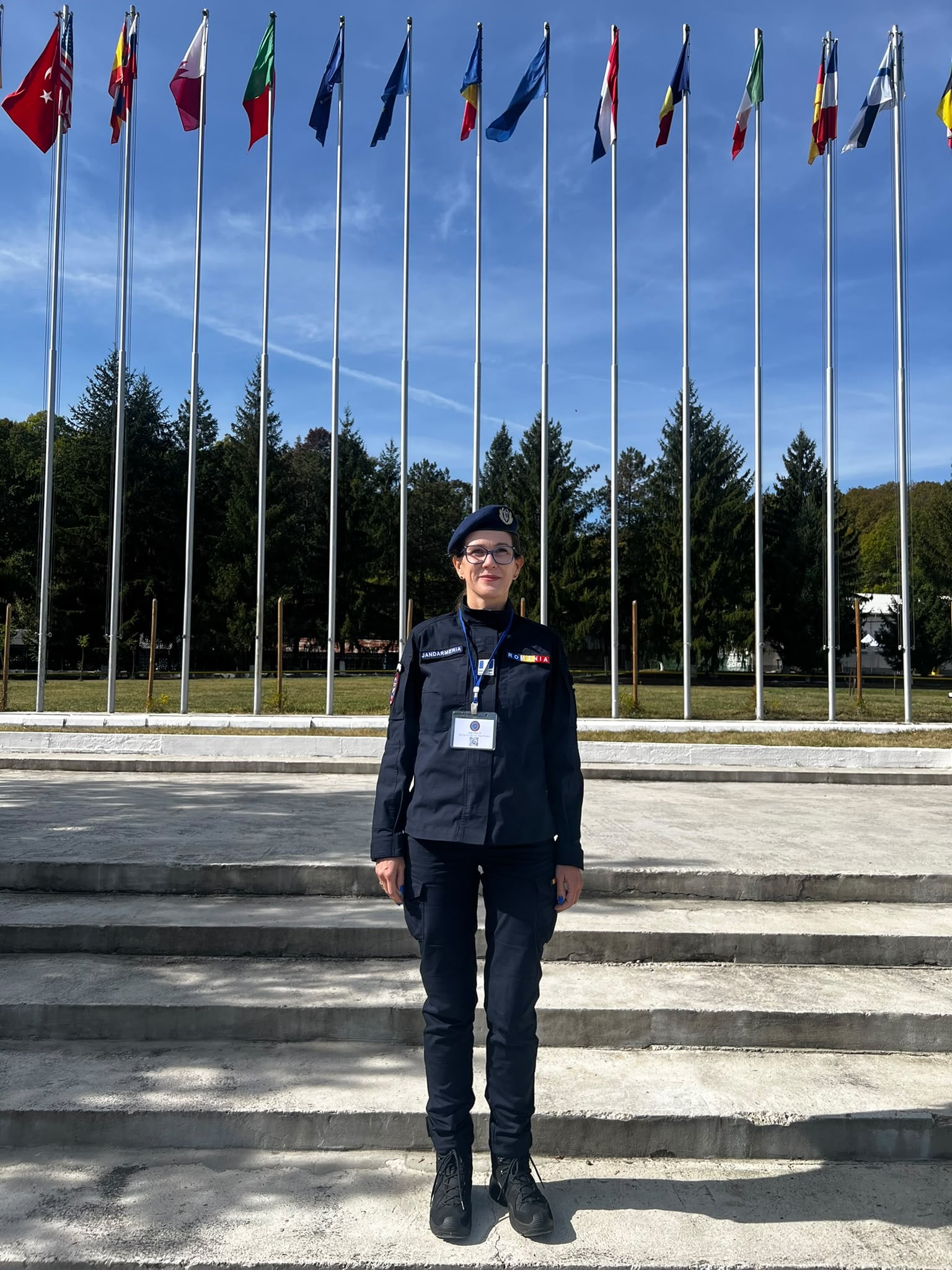 Locotenent-colonel Diana Ghimiș a reprezentat unitatea din Sibiu la exercițiu. Foto: Jandarmeria Sibiu